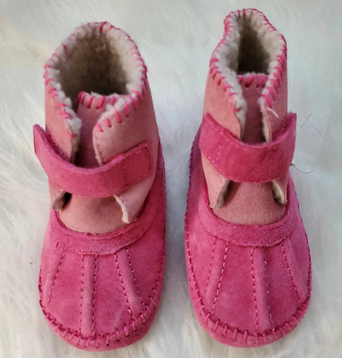 Bottes Robeez Diva Chukka Rose Et Noir Avec Fausse Fourrure - Taille 12-24 Mois, Fille, Occasion
