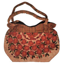VTG 60s Floral Orange Tapestry Shoulder Bag Purse