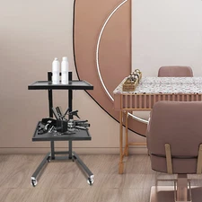New Foldable Mobile Rolling Cart 2-Tier Salon Tray Trolley Cart Storage Tray