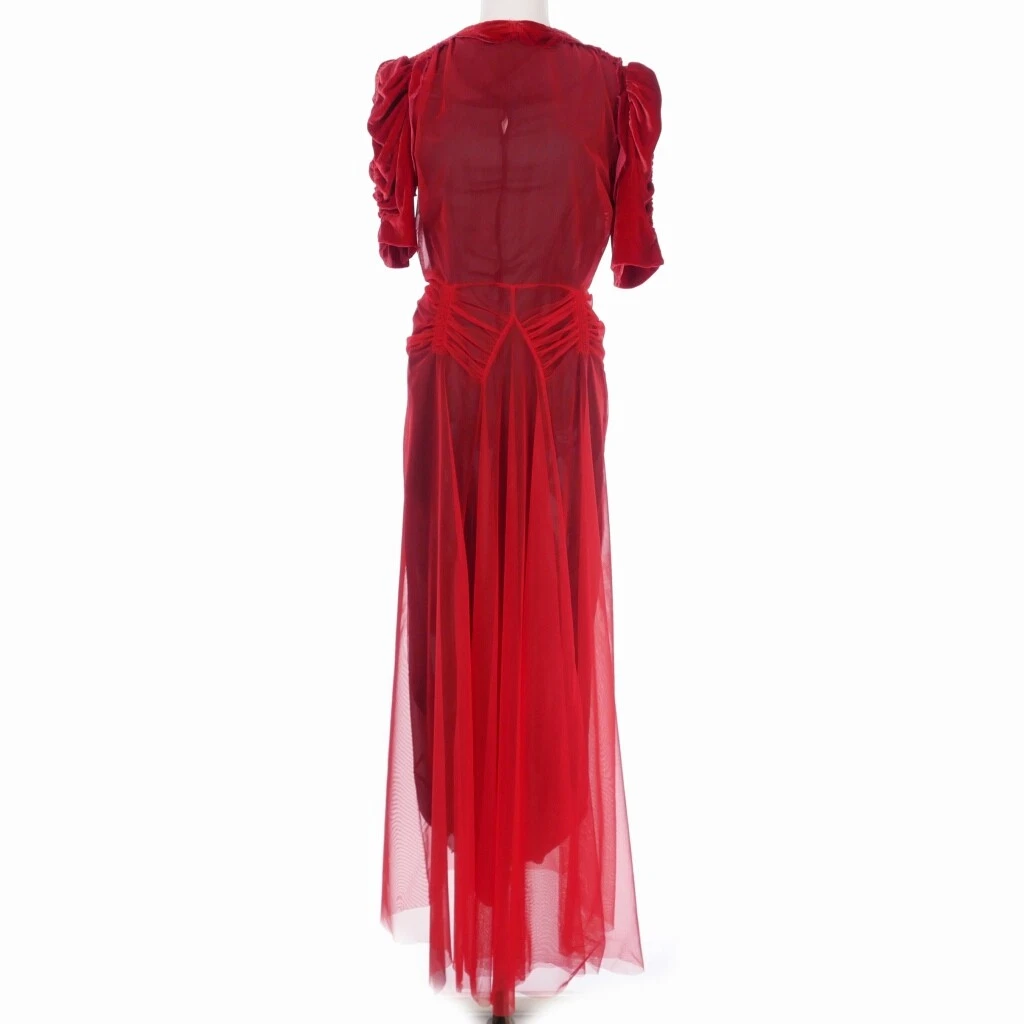 MAISON MARGIELA 21SS Mesh Layered One Piece Dress Velor Switching