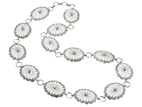 Haute Hippie Cow Print Silver and Turquoise Chain Concho  display picture 1