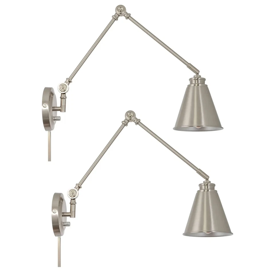 18" Vintage Industrial Swing Arm Wall Lamp-Plug In/Wall Mount+Cord Covers 2pack - Image 4 of 4