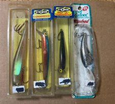 4 pcs 3 Storm Thunderstick & 1of Reef Runner 400 Ripshad Fishing Lures NIP