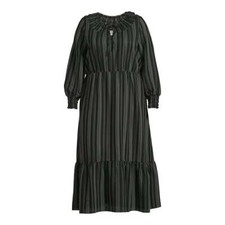 Terra & Sky Women's Black Tiered Long Sleeve Peasant Maxi Dress Plus Size NEW