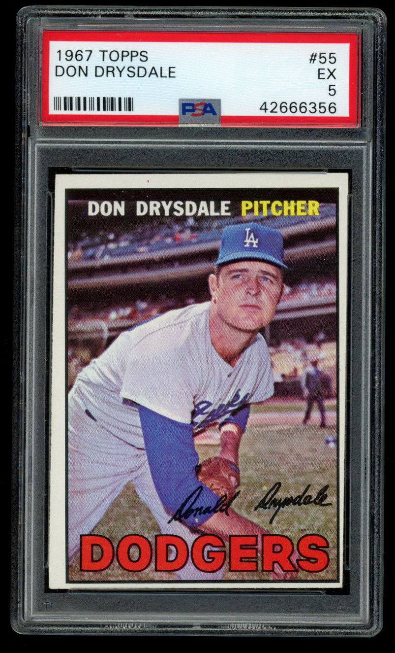 1967 Topps #55 Don Drysdale Dodgers PSA 5 EX