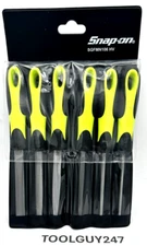 SNAP ON TOOLS HI-VIZ YELLOW 6Pc Soft Grip Handle Miniature File Set SGFMN106 HV+