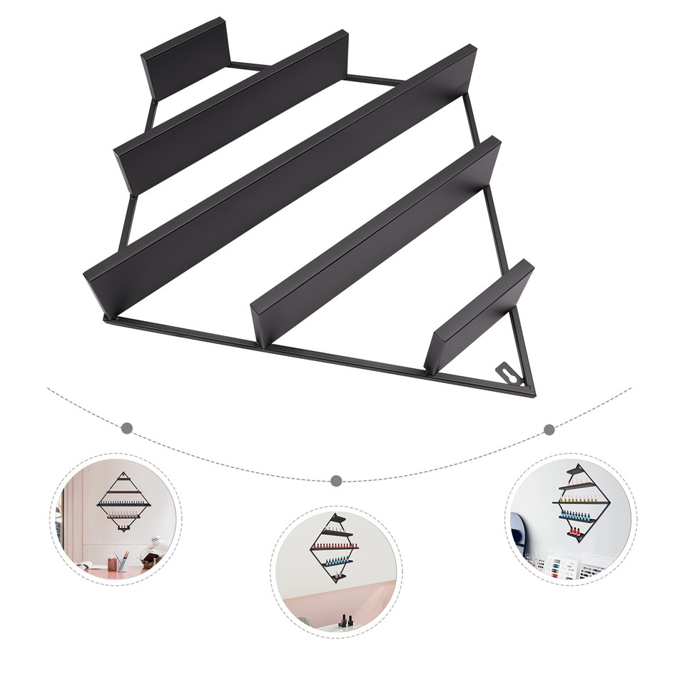 5 Layers Nail Polish Wall Rack Black Rhombic Nail Polish Shelves Holder