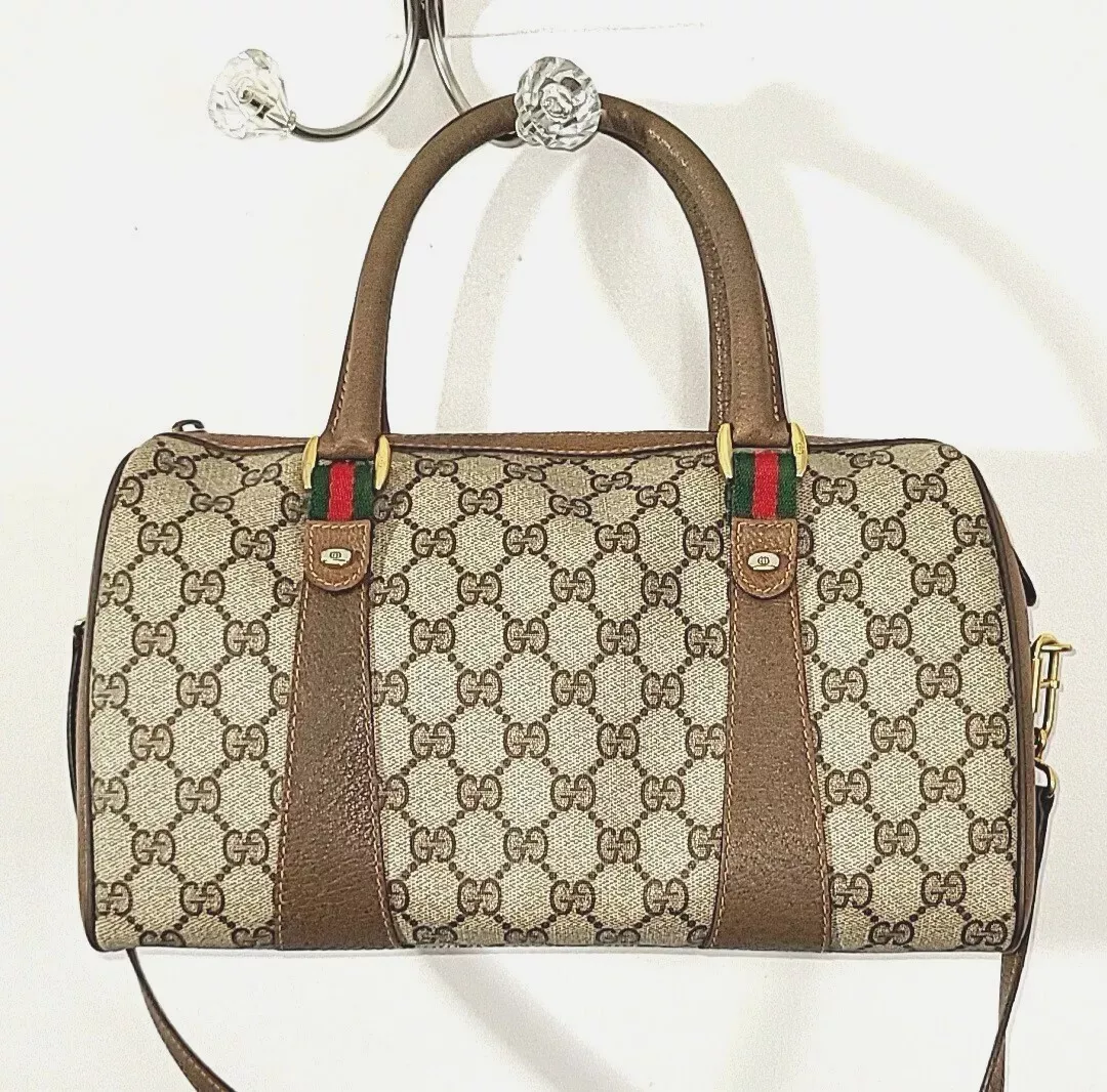 GUCCI ACCESSORY COLLECTION SHERRY WEB MONOGRAM BOSTON BAG