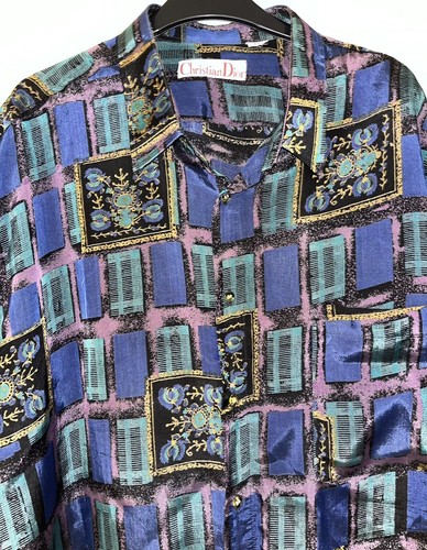 Vintage Christian Dior Abstract / Hawaiian Short Sleeve Shirt, Silk, Men’s 2XL - Picture 2 of 7