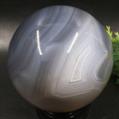 Marvelous Rare Natural Grey Banded Agate Crystal Sphere Ball 60mm 310g