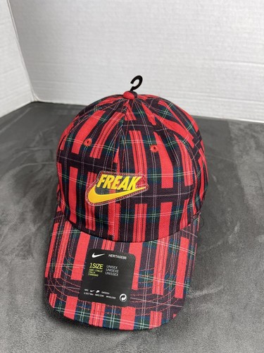 NEW The Greek Freak MVP NIKE Swoosh Hat Cap Giannis Antetokounmpo NBA Red Plaid - Picture 2 of 9