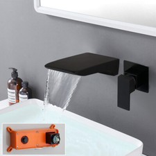 Black Bathroom Sink Faucet Single Handle Mixer Brass With Box Wall Mounted Tap