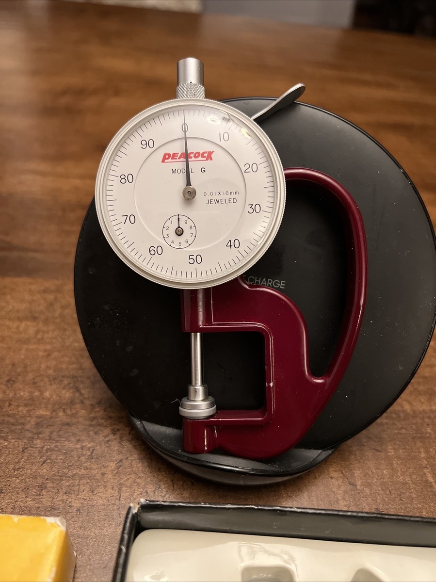 Peacock Model G Dial Thickness Gauge 0.01 x 10mm Jeweled Shock 