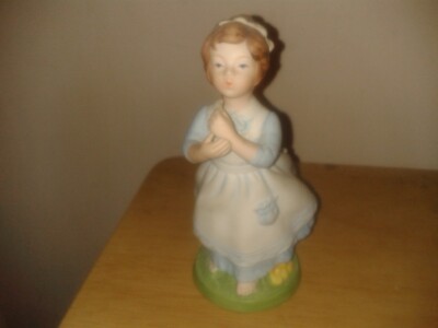 Vintage Mädchen bläst eine Pusteblume bemalte Porzellanfigur für Avon 1982,14cm(D10
