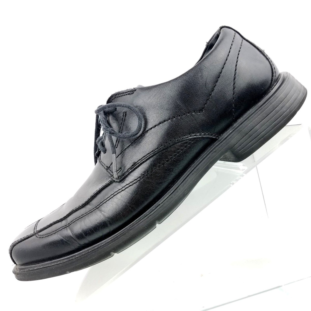 Clarks Mens Oxford Black Leather casual Work Shoes Size 8.5  display picture 2