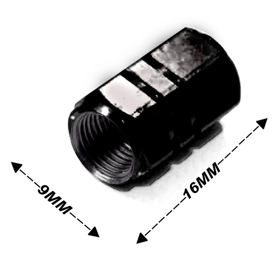 4 cubiertas de tapas de aire de aluminio negro para vástago de válvula de rueda/neumático coche-camión Foto 3 de 4