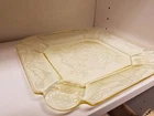 Indiana Glass Lorain Flower Basket Yellow Dinner Plate 10 1/4 Inch