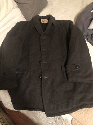 Vintage Fox Knapp Made in USA Gray Wool Jacket Coat Adult Size XL-XXL