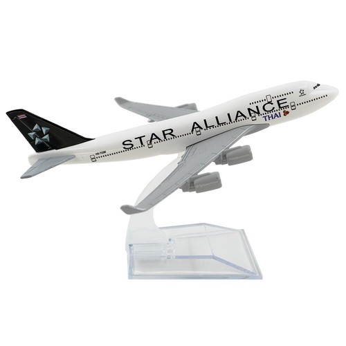 16cm Aircraft B747 THAI Star Alliance Boeing 747 Model Alloy Plane Xmas Gift Toy - Picture 7 of 8
