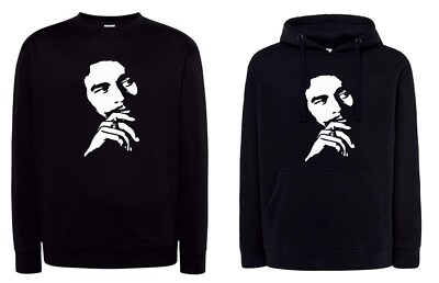 Felpa BOB MARLEY reggae legend rasta king volto con e senza cappuccio nera