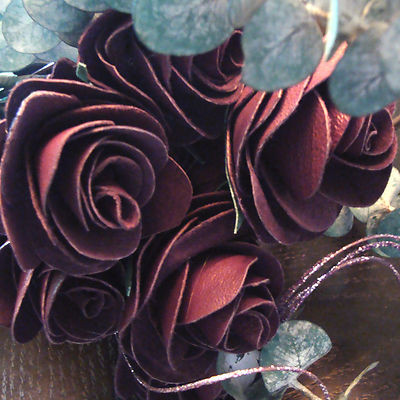 D'AGOSTINO HANDCRAFTED PURPLE LEATHER ROSES BUY 1, 3, 6, 12. ALSO RED OR BLACK.