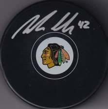 BECKETT NOLAN ALLAN SIGNED CHICAGO BLACKHAWKS LICENSED LOGO PUCK BQ17211