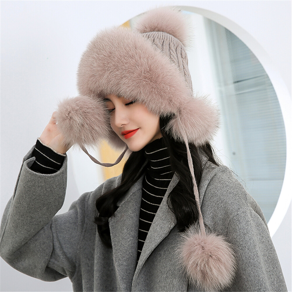 Cap Best Fur Hats 100% Real Fox Fur Hat Thicken Winter Warm Cap