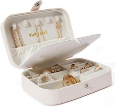 Jewelry Box, PU Leather Small Portable Travel Case, 2 Layers Organizer Display S