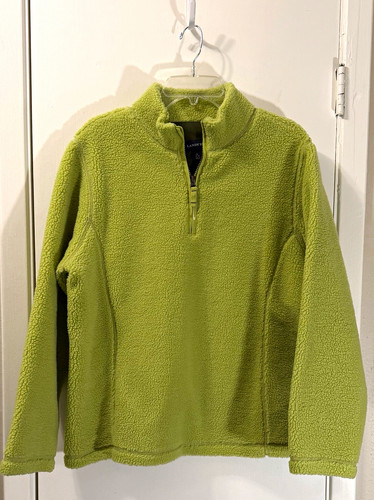 Lands' End, Lands' End Women’s Green Fleece 1/4 Zip Mock Neck Pullover Sweater Size L