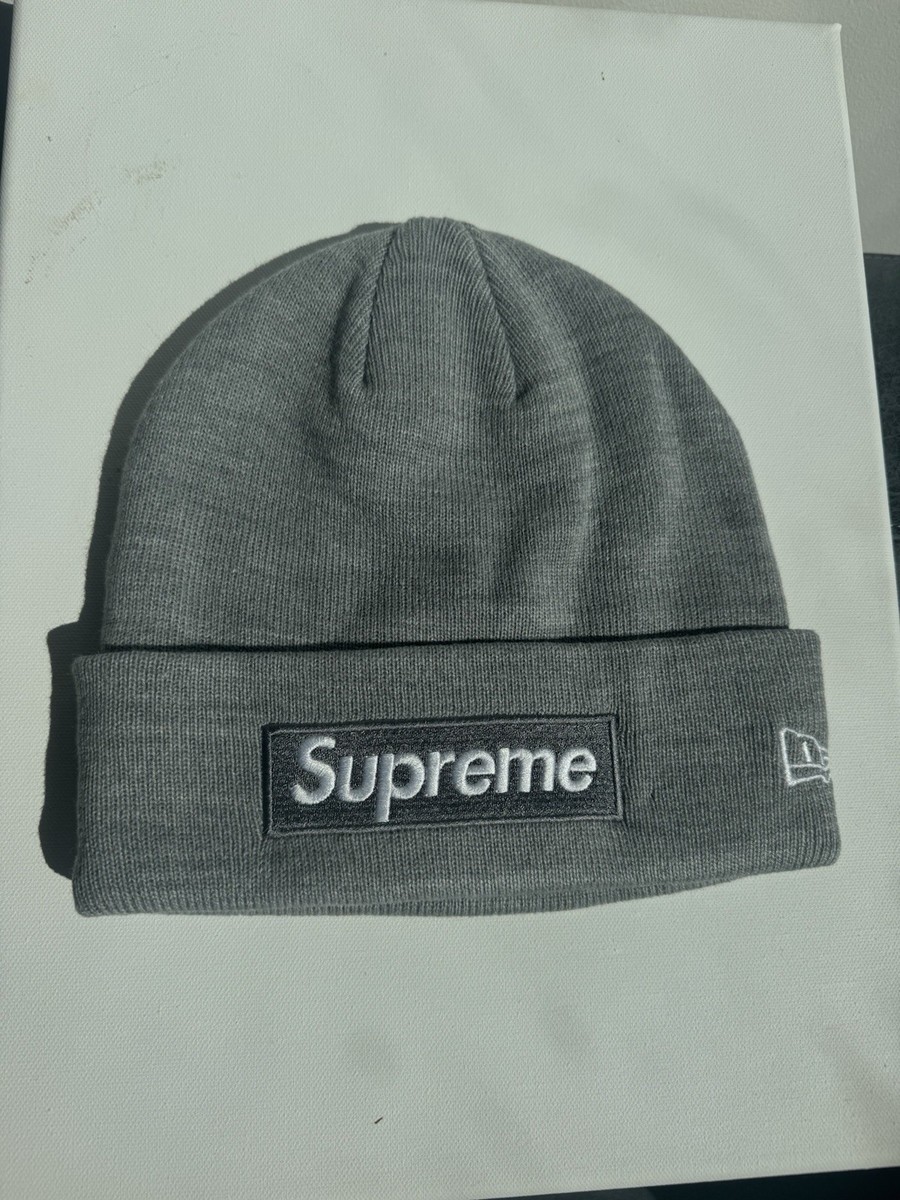 Supreme Box Logo FW24 (Heather Grey) New Era Beanie Hat | eBay