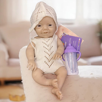 13'' Charlie Silikon Reborn Baby Junge Puppe mit offenem Mund - 3D bemalt, weich, waschbar