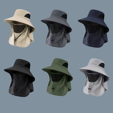 Summer Sun Hat UV Protection Visor Bucket Cap Hiking Camping Fishing Neck Flap