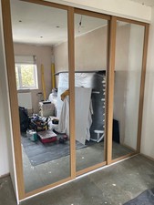 Sliding wardrobe doors oak shaker with mirror