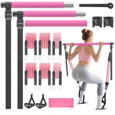 Pilates Bar Kit with Resistance Bands, Portable Pilates Bar for Home Gym Yoga...