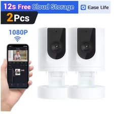 2PC Ease Life APP, Security Camera Indoor, 1080P Pet Camera, Intruder Baby Home
