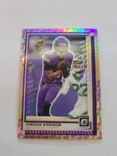 2025 Panini Optic 100 Emoji Jordan Addison Football Card Vikings