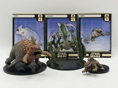 WOTC - Star Wars Miniaturen Konvolut - Acklay, Reek & Nexu - komplett mit Karten.
