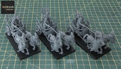 3 x Highlands Miniatures Aegean Elf Chariots (Basen dabei)