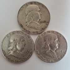 1952 P,D,S Franklin Half Dollars 90% SILVER (3 Coin Set) **Exact Coins** #00-68