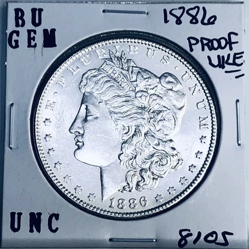 1886 BU GEM MORGAN SILVER DOLLAR UNC MS+++ U.S. MINT RARE COIN 8105
