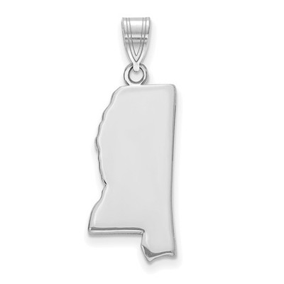 14k Weißgold Mississippi Karte Anhänger minimalistischer Zustand Umriss Reise Charm