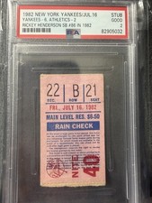  1982  Ticket Stub Rickey Henderson Stolen  Base #86 Game July 16 