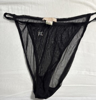 New Vintage Roberto Cavalli Sheer Panties , Black With Crystal, 1980 s