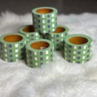 Rare Vintage Villeroy &Boch 6 Bamboo Napkin Rings Square Polka dot Summer Green+ — photo 2
