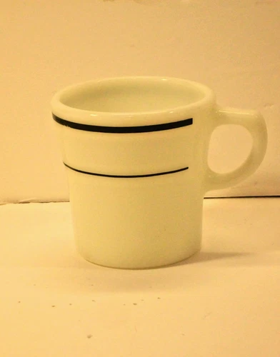 Vintage Pyrex Tableware Green Double Band Stripe Coffee Cup Mug Corning USA #709