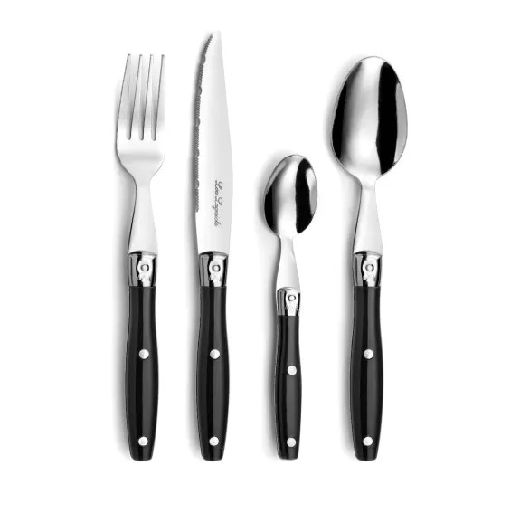 Set 24 Posate Linea Comptoir Color Nero Lou Laguiole In Acciaio Inox