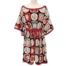 CHANEL 09P Coco Mark All-Over Print Velour Dress/Tunic Multi Size 42 Women's