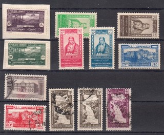 LEBANON 1942 1945 used NG lot of 12 stamps liban french