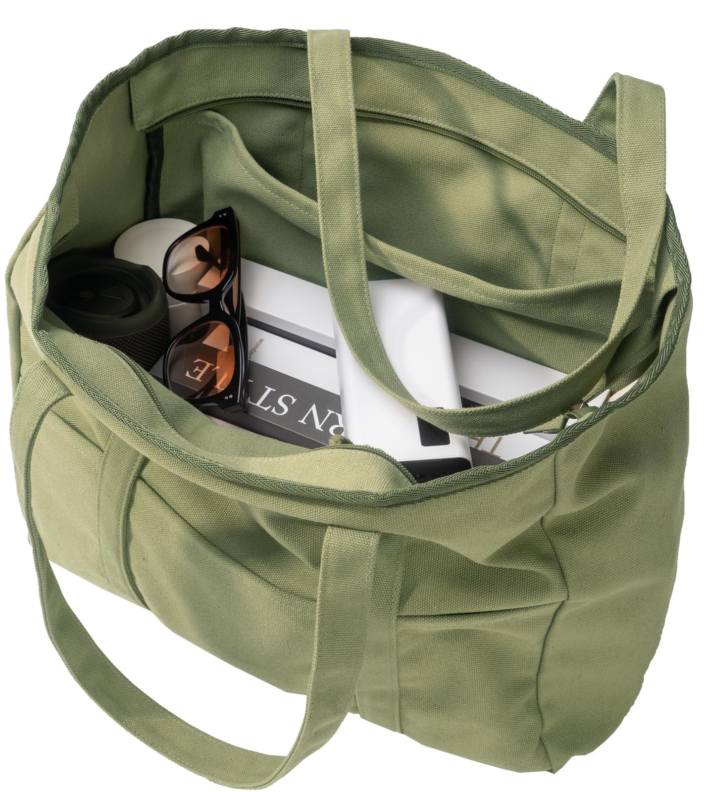 Extra Large Zippered Canvas Tote Bag for Work or Daily Use