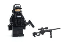 Minifigura de policía de francotirador SWAT de ladrillo de batalla hecha con minifigura LEGO® real